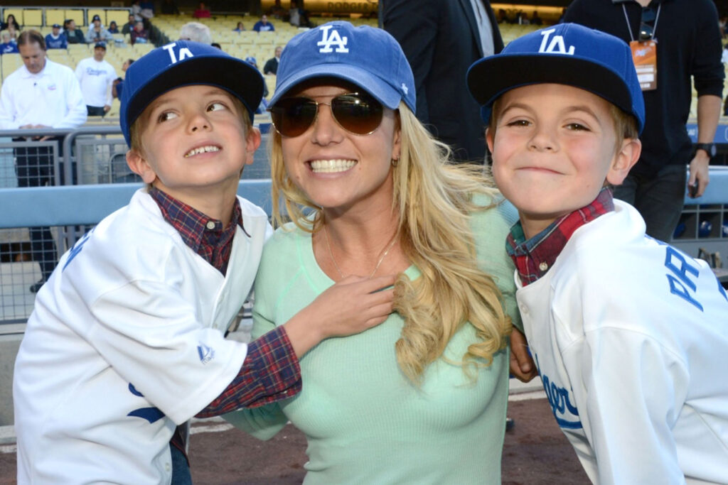 Britney Spears with her two boys